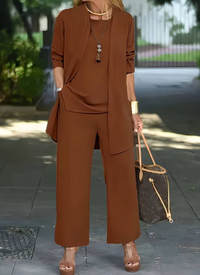 Mylene | Damen Elegant Set | Party Outfit in Dunkelbraun