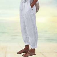 Zafina |  Damen Elegant Weite Hose | Weiß in Weiß