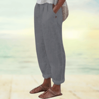 Zafina |  Damen Elegant Weite Hose | Weiß in Grau