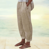 Zafina |  Damen Elegant Weite Hose | Weiß in Beige
