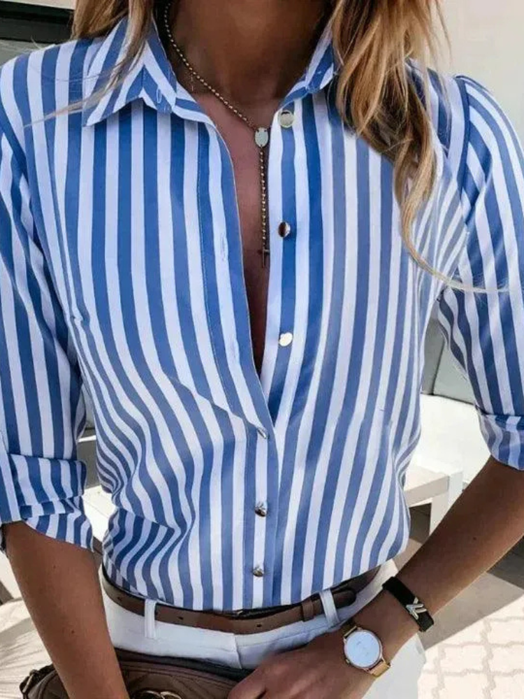 Elegante gestreifte Damenbluse | Langarm
