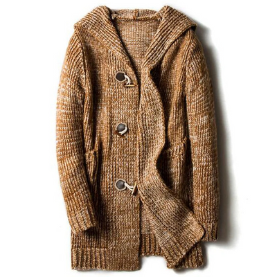 Eleganter Herren-Strickjacke mit Kapuze | Strick