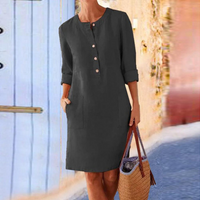 Shine | Langarm Shirtkleid | Midi in Grau