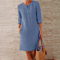Shine | Langarm Shirtkleid | Midi in Hellblau