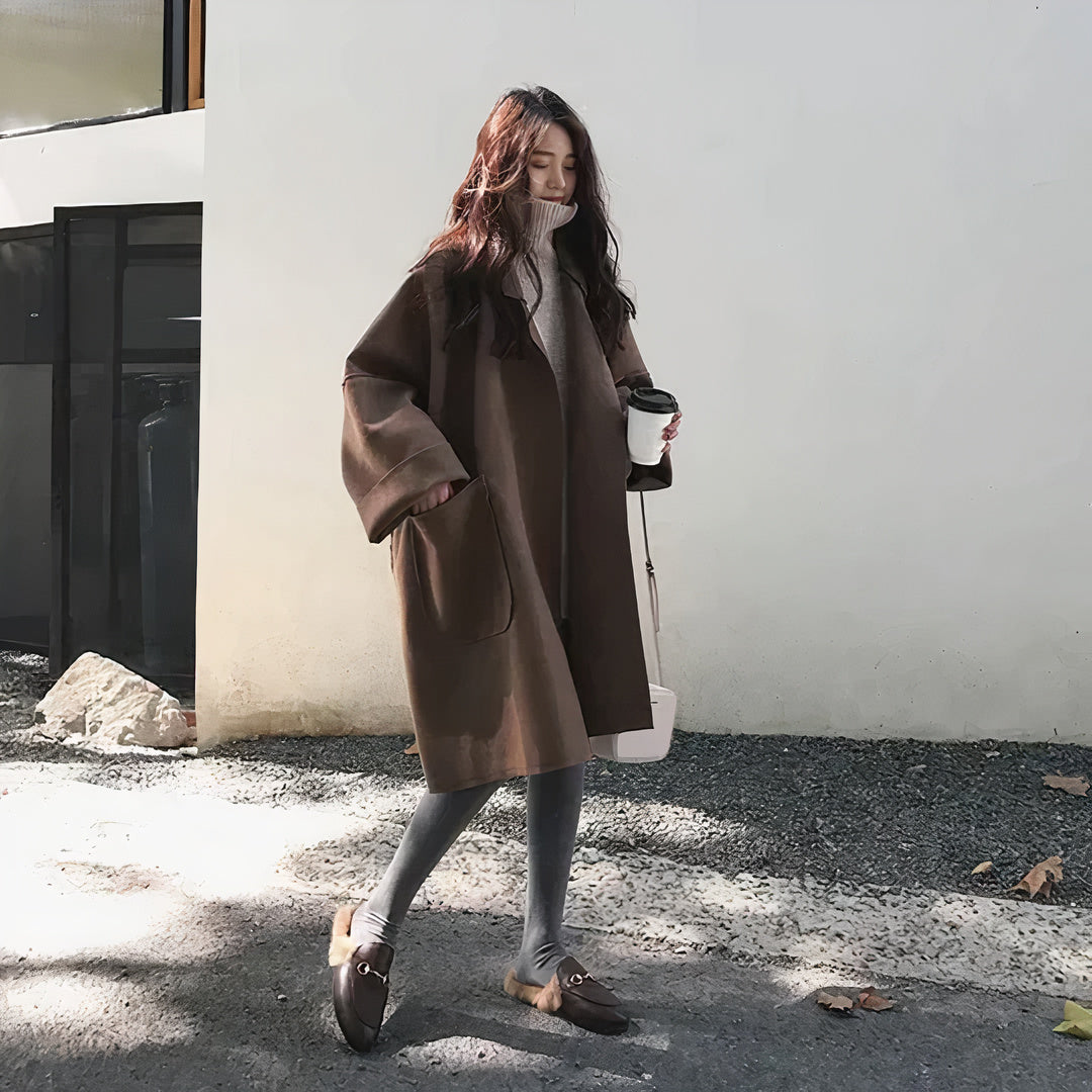 Eleganter Trenchcoat aus Wolle in Übergröße für Frauen - Esther