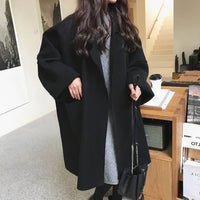 Eleganter Trenchcoat aus Wolle in Übergröße für Frauen - Esther in Schwarz