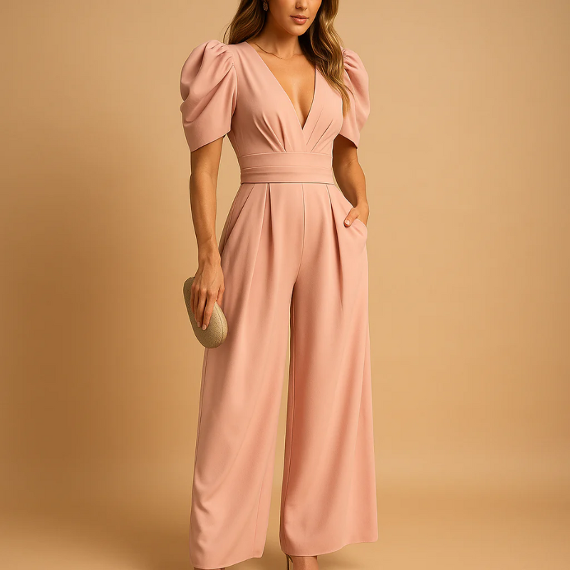 Eleganter V-Ausschnitt- Jumpsuit für Damen | Hochzeitsgäste
