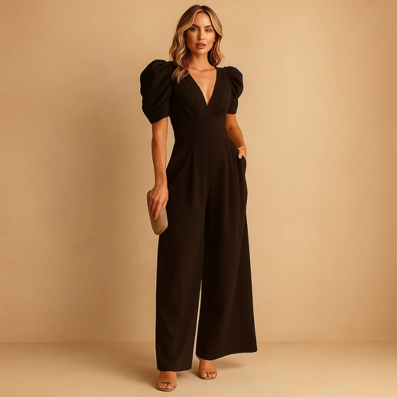 Eleganter V-Ausschnitt- Jumpsuit für Damen | Hochzeitsgäste