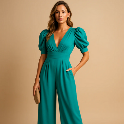 Eleganter V-Ausschnitt- Jumpsuit für Damen | Hochzeitsgäste