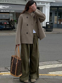Eleganter Wollmantel - Diane in Khaki