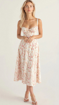 Elegantes Damen Korsett Sommerkleid | Midi in Rosa