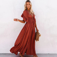 Elegantes langes Bohème-Sommerkleid für Damen | Maxi in Rot