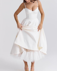 Elegantes Partykleid mit Volumen | Midi in Weiß