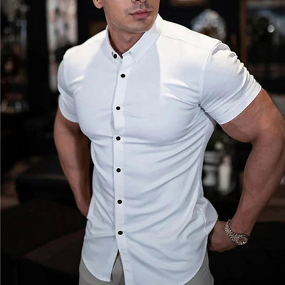Elegantes schmal geschnittenes Herrenhemd | Kurzarm