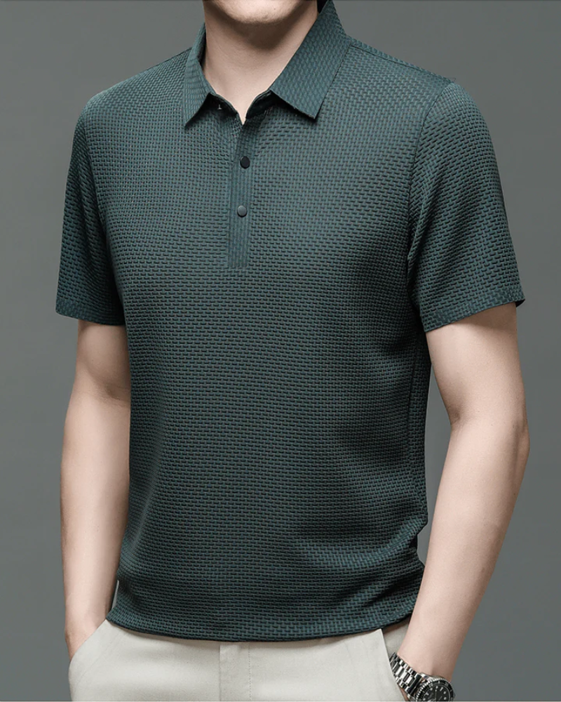 Elegantes strukturiertes Poloshirt für Herren | Kurzarm