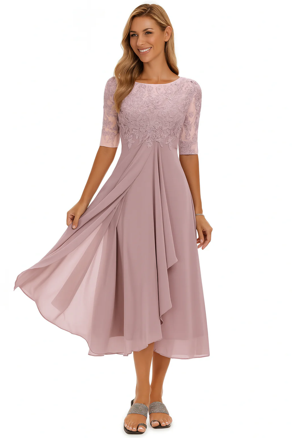 Elegantes Vintage Hochzeitsgastkleid für Damen | Midi