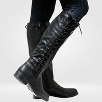 Cornelia | Damen Blockabsatz Kniehohe Stiefel in Schwarz