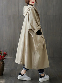 Ella | Damen Langer Wasserdichter Kapuze Trenchcoat in Beige