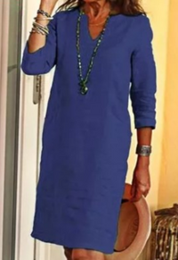 Elvy | Elegantes Kleid mit V-Ausschnitt in Marineblau