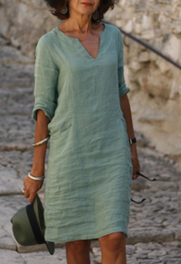 Elvy | Elegantes Kleid mit V-Ausschnitt in Hellgrün