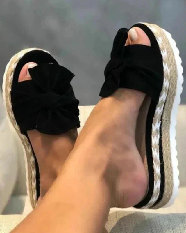 Damen Sommer Sandalen zum Hineinschlüpfen mit Schleife