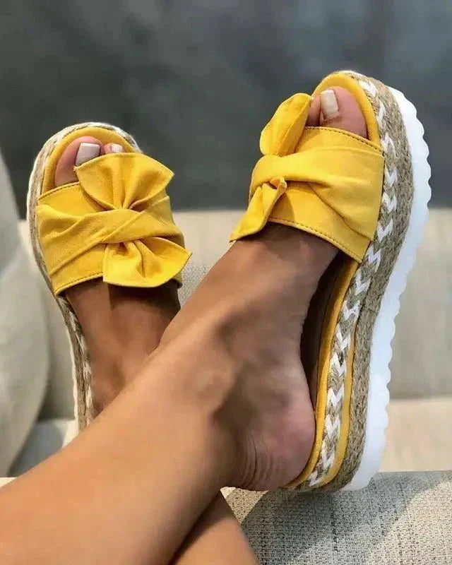 Damen Sommer Sandalen zum Hineinschlüpfen mit Schleife