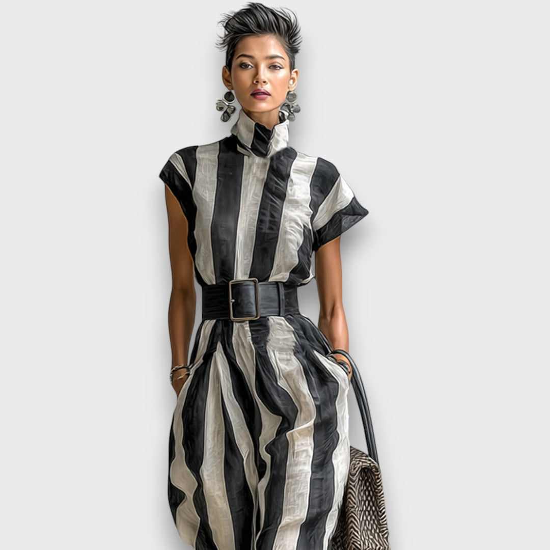 Liriane – Gestreiftes Maxikleid aus Chiffon