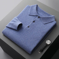 Ethan | Herren Strick Polopullover in Blau