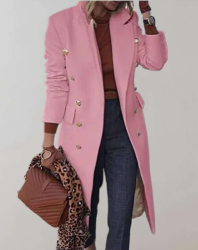 Eva -  Lange gut sitzende Manteljacke mit großen goldenen Knöpfen Jacke