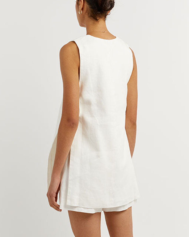 Joan® | Ärmelloses Set mit Knöpfen