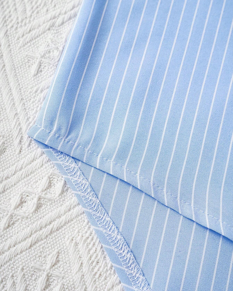 Abigail - Lässige, gestreifte Bluse mit lockerer Passform und Knopfleiste für Damen | Gestreifte Bluse mit Rundhalsausschnitt und halblangen Ärmeln