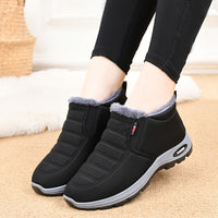 Winterschuhe Damen | Knöchelhoch Slip On Flach in Schwarz