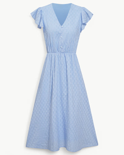 Lara™ | Kleid mit V-Ausschnitt und Rüschenärmeln