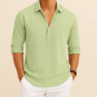 Christopher | Herren Klassisches Langen Ärmeln Henley Poloshirt in Grün