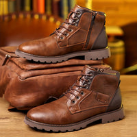 Winterschuhe Herren | Walkingstiefel Mit Reißverschluss Und Schnürung in Braun
