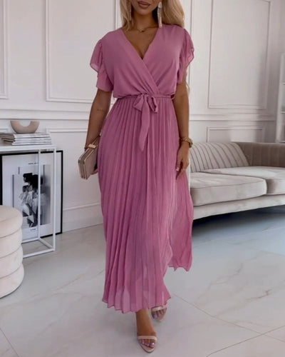 Saoirse® | Elegantes Kleid mit gerafften Ärmeln und V-Ausschnitt