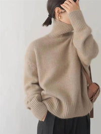 Nicole | Damen Eleganter Strick Rollkragenpullover in Khaki