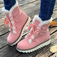 Winterschuhe Damen | Mit Schnürung Und Plateausohle Stiefel in Rosa