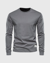 Eric | Herren Casual Slim Fit Langarm T-Shirt in Dunkelgrau