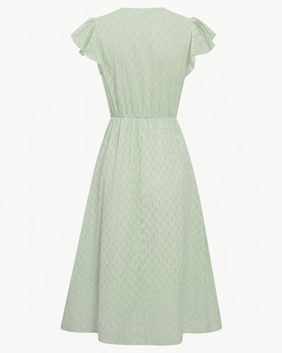 Lara™ | Kleid mit V-Ausschnitt und Rüschenärmeln