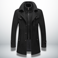 Felix | Herren Smart-Casual Knopf Mantel in Schwarz