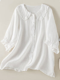 Fenja | Romantische Bubikragen Bluse in Weiß
