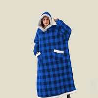 Flauschige Kapuzendecke für Männer und Frauen - Ray in Blau/Schwarz