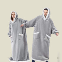 Flauschige Kapuzendecke für Männer und Frauen - Ray in Grau