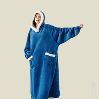 Flauschige Kapuzendecke für Männer und Frauen - Ray in Himmelblau