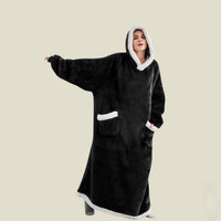 Flauschige Kapuzendecke für Männer und Frauen - Ray in Schwarz