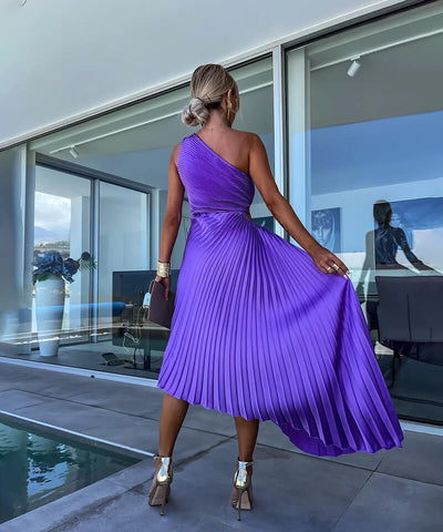 Marjorie - Elegantes Midikleid mit einer Schulter