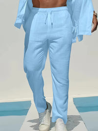 Herren Straight Fit Sommerhose mit Kordelzug in Blau