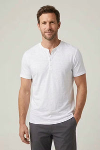 Frank | Herren Casual Kurzärmliges Henley Shirt in Weiß