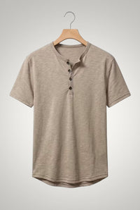 Frank | Herren Casual Kurzärmliges Henley Shirt in Khaki